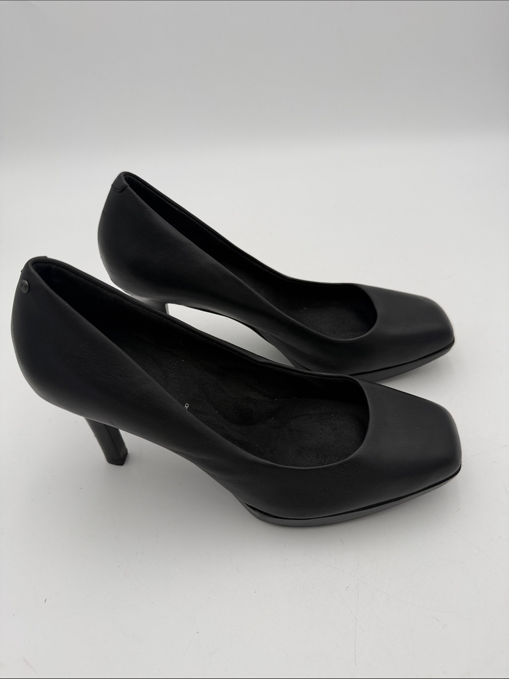 Rockport Black Square-Toe High Heel Pumps women 8M office casual retro leather - Picture 3 of 11